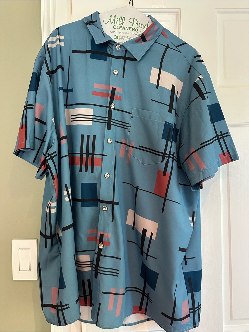 Men's Short-Sleeve Geo Print Shirt - Blue